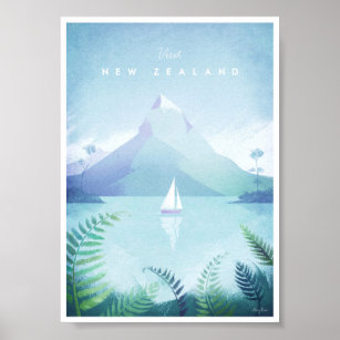 New Zealand Vintage Travel Poster