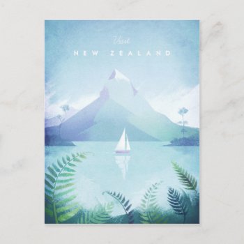 New Zealand Vintage Travel Poster - Art Postcard by VintagePosterCompany at Zazzle