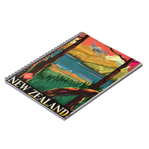 New Zealand Vintage Travel Poster Notebook