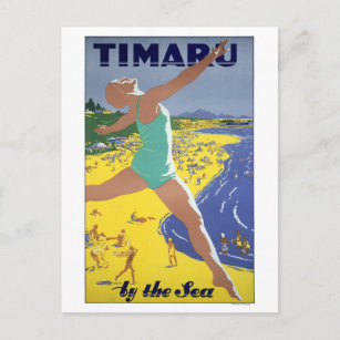 New Zealand Vintage Travel Poster Postcard