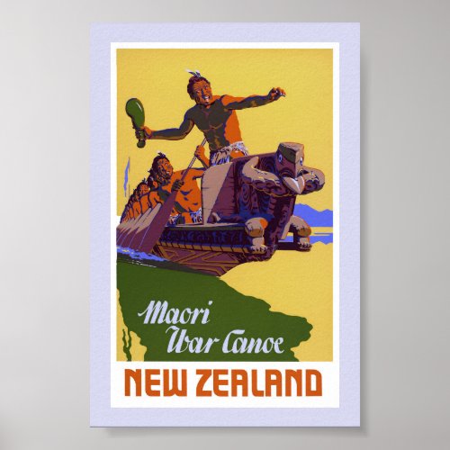 New Zealand Vintage Travel Poster Restored