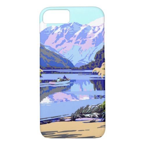 New Zealand Vintage Travel Poster Restored iPhone 87 Case