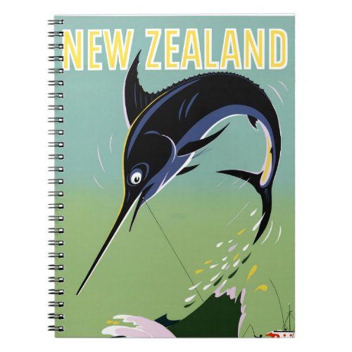 New Zealand Vintage Travel Poster Restored Notebook