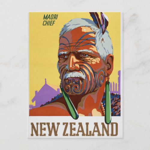 New Zealand Vintage Travel Poster Restored Postcard