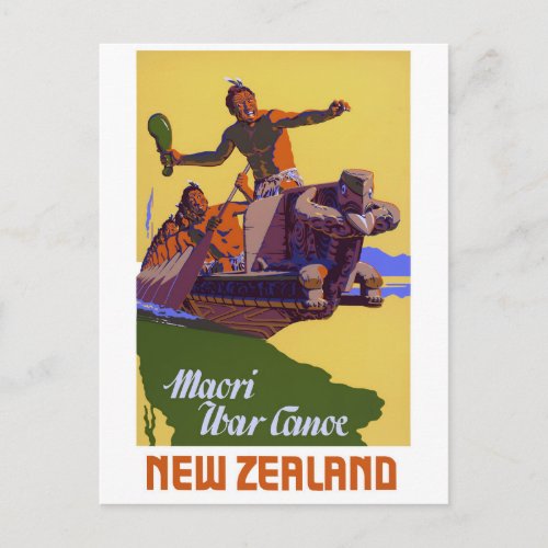 New Zealand Vintage Travel Poster Restored Postcard