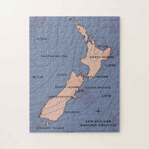 new zealand Vintage weather map Jigsaw Puzzle