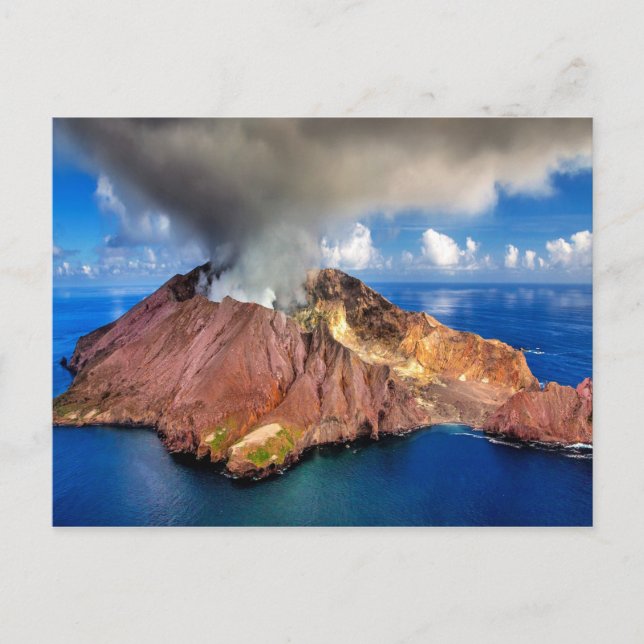 New Zealand volcano, White Island Postcard (Front)