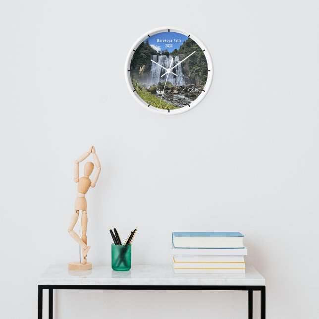 New Zealand Waikato Marokopa Falls Vacation Memory Clock (New Zealand Waikato Marokopa Falls Vacation Memory Clock White)