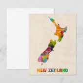 New Zealand, Watercolor Map (Front/Back)