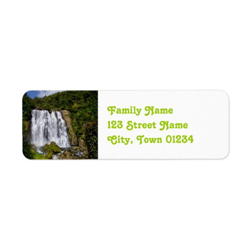 New Zealand Waterfall Label
