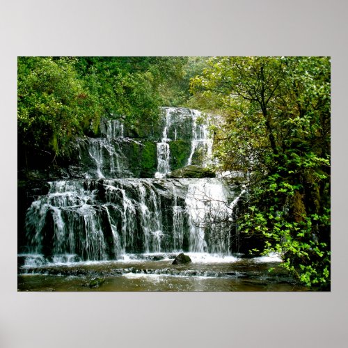 New Zealand Waterfall _ Purakaunui Falls Poster