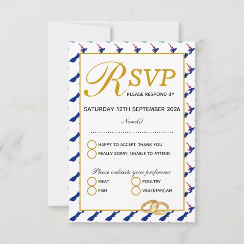NEW ZEALAND Wedding Celebration RSVP Response Card