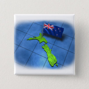 New Zealand with its own flag Pinback Button