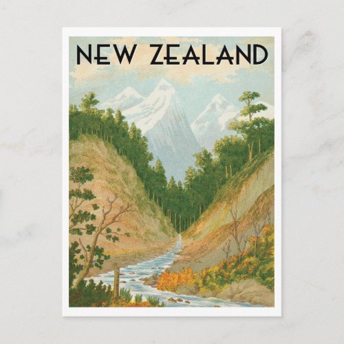 New Zealand with vintage travel style Postcard