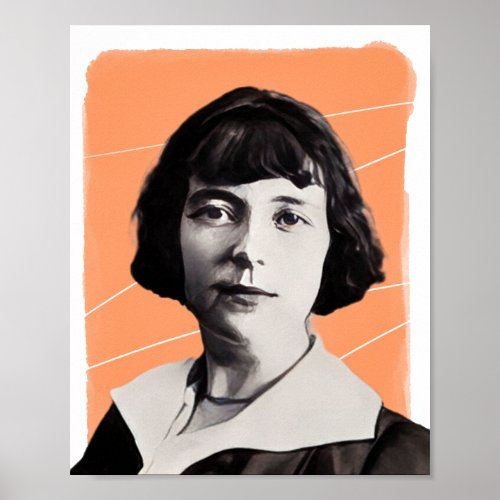 New Zealand writer Katherine Mansfield illustratio Poster