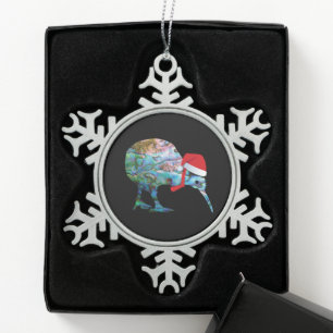 NEW ZEALAND XMAS KIWI SIMPLE PAUA SNOWFLAKE PEWTER CHRISTMAS ORNAMENT