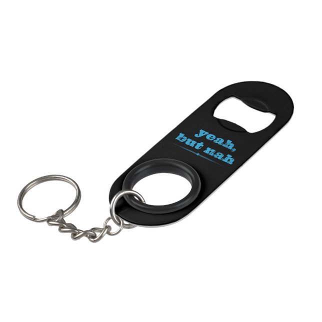 NEW ZEALAND YEAH BUT NAH KEYCHAIN BOTTLE OPENER (Front Angled)