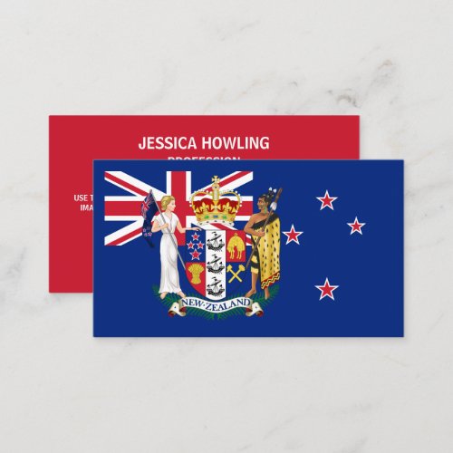 New Zealander Flag  Coat of Arms New Zealand Business Card