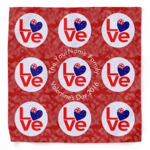 New Zealander Red LOVE Flag Personalized  Bandana