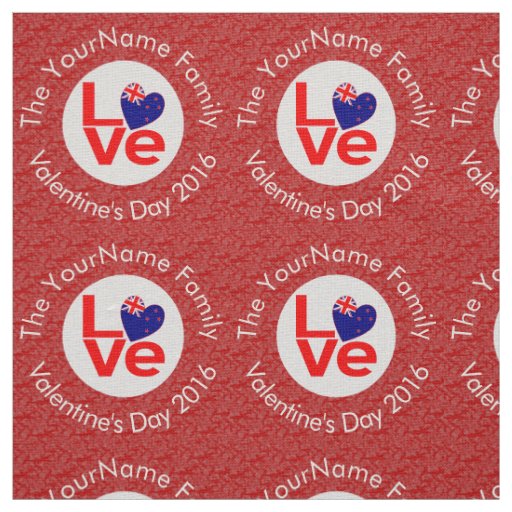 New Zealander Red LOVE Flag Personalized  Fabric