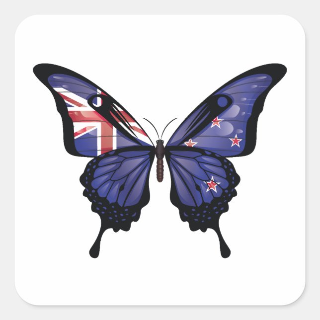New Zealands Swallowtail Butterfly Flag Square Sticker (Front)