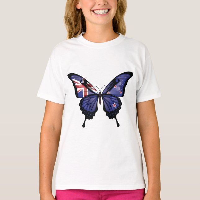 New Zealands Swallowtail Butterfly Flag T-Shirt (Front)