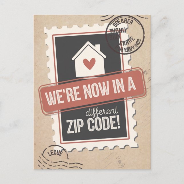 New Zip Code Home Moving Announcement Postcard (Front)