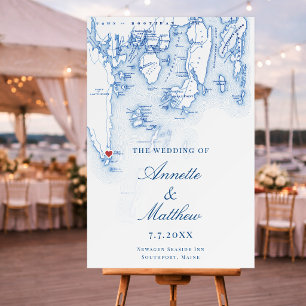 Newagen Seaside Inn Wedding Navy Blue Welcome Sign