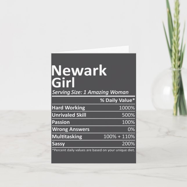 Newark Girl Nj New Jersey Funny City Home Roots _1 Card (Front)