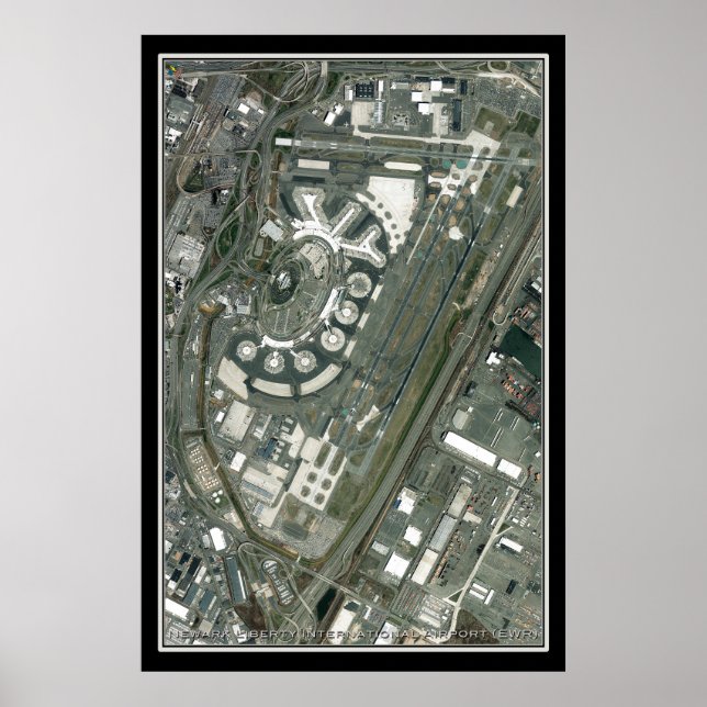 Newark Liberty Intl Airport Satellite Map Poster (Front)