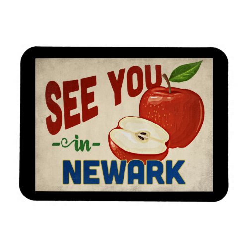 Newark New Jersey Apple _ Vintage Travel Magnet