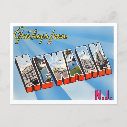 Newark New Jersey Big Letters Postcard