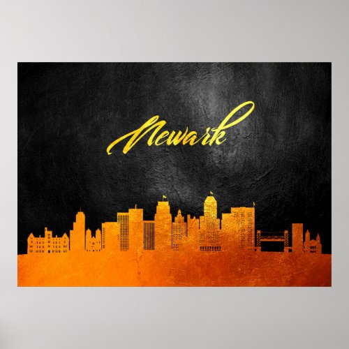 Newark New Jersey Gold Skyline Poster