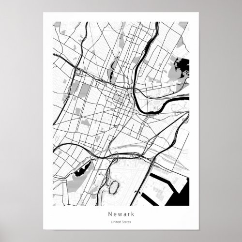 Newark New Jersey Modern Minimal Simple Map Poster