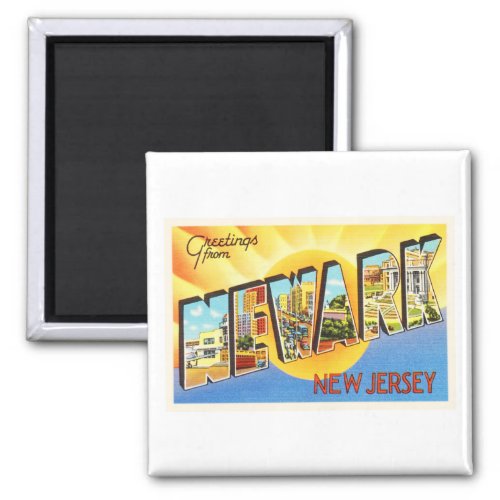 Newark New Jersey NJ Vintage Travel Postcard_ Magnet