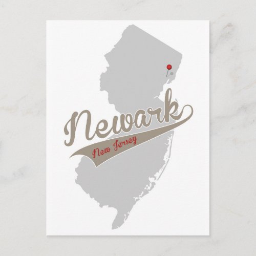 Newark New Jersey _ Pin Map _ POSTCARD