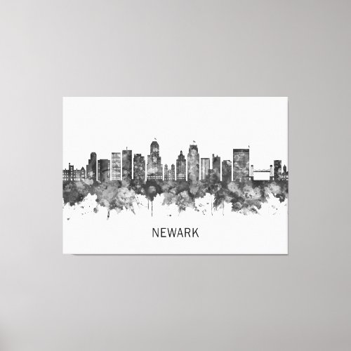 Newark New Jersey Skyline BW Canvas Print