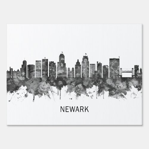 Newark New Jersey Skyline BW Sign