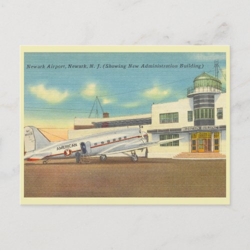 Newark New Jersey vintage airport 1940s Postcard