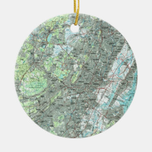 Newark NJ and Surrounding Areas Map (1986) Ceramic Ornament