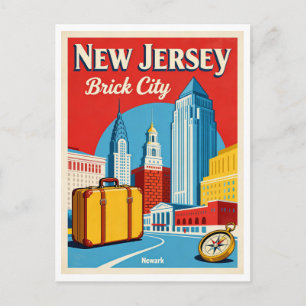 NEWARK NJ Brick City – 1950s Retro Postcard