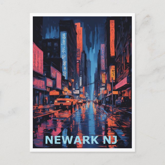 Newark NJ Colorful Graphic Design Art Postcard (Front)