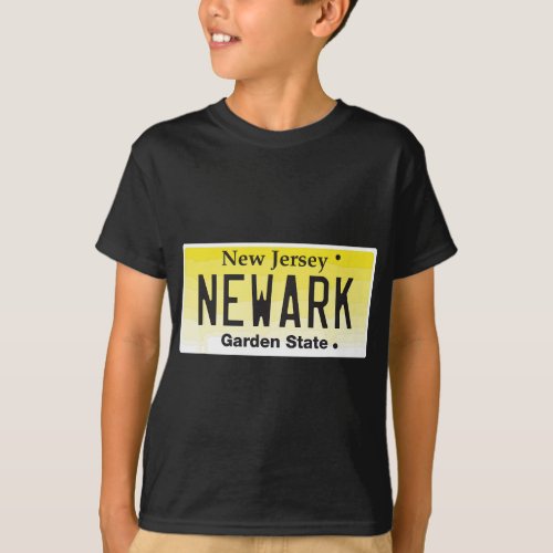 Newark NJ New Jersey license plate brick city grap T_Shirt
