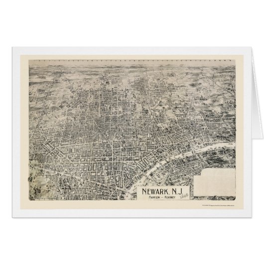 Newark, NJ Panoramic Map - 1895 Cards (Front Horizontal)