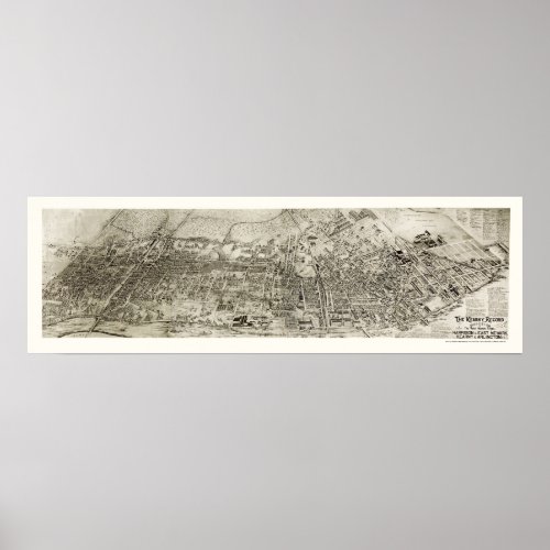 Newark NJ Panoramic Map _ 1907 Poster