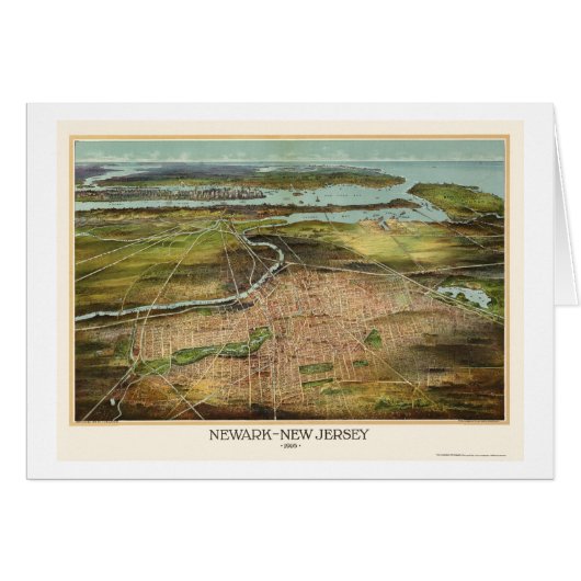 Newark, NJ Panoramic Map - 1916 Cards (Front Horizontal)