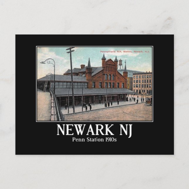 Newark NJ Penn Train Station 1910s Postcard (Front)