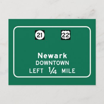 Newark  Nj Road Sign Postcard by worldofsigns at Zazzle