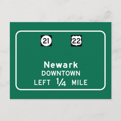 Newark NJ Road Sign Postcard