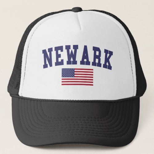 Newark NJ US Flag Trucker Hat